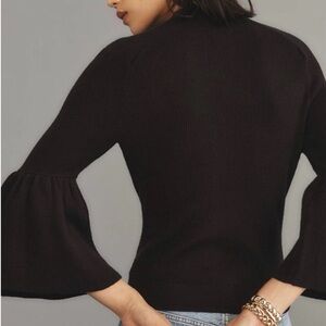 Anthropologie Maeve Modern Black Flute Pullover Sweater M